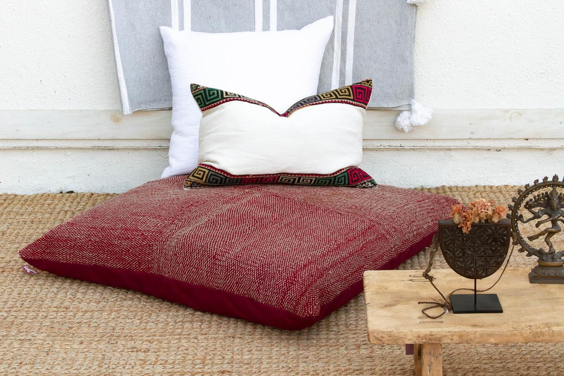 Antique Multicolor Confetti Saami Floor Cushion - 5