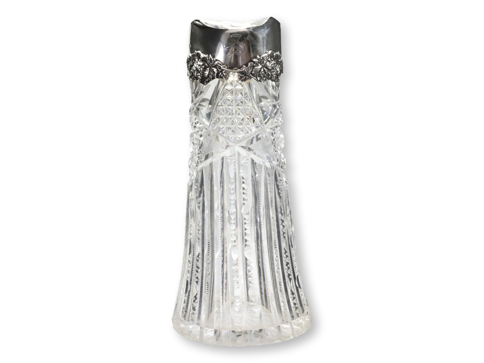 Antique Crystal Decanter w/Sterling Top - 4