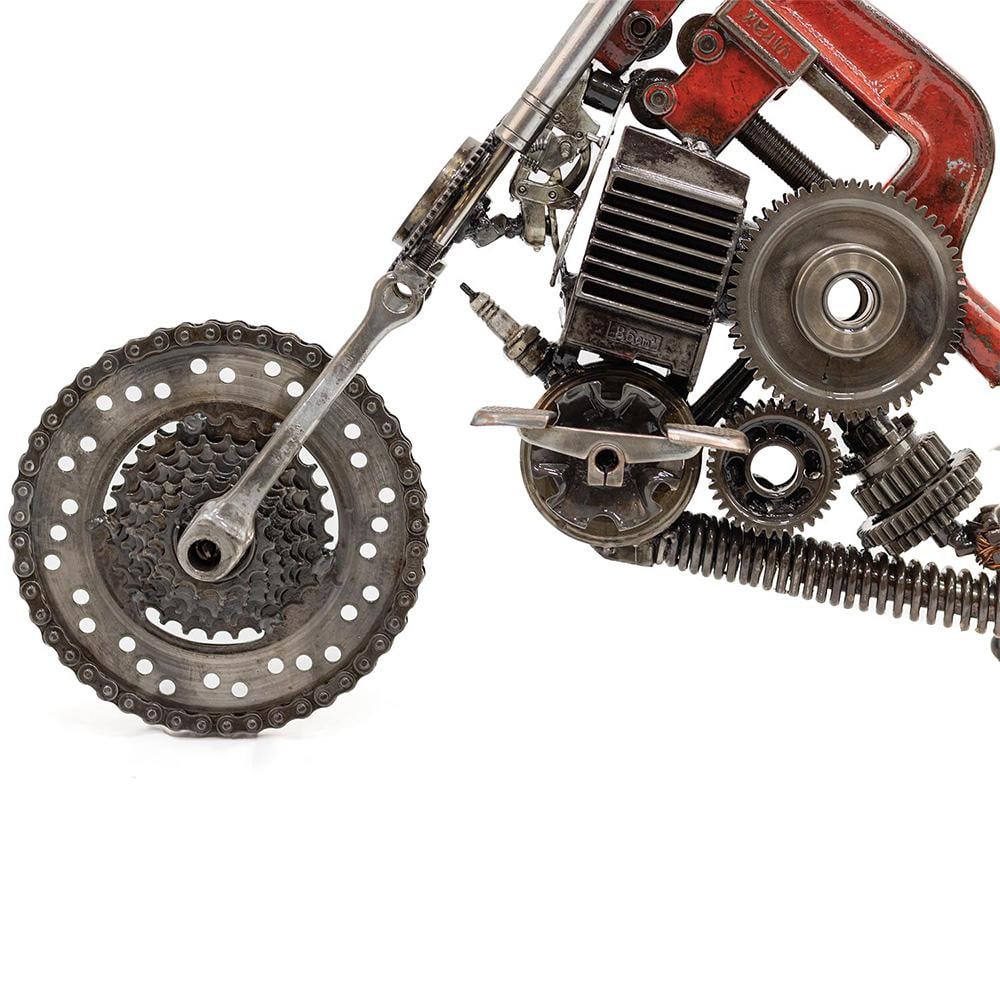 Contemporary Recycled Metal Motorcycle Sculpture, One of a Kind - 3