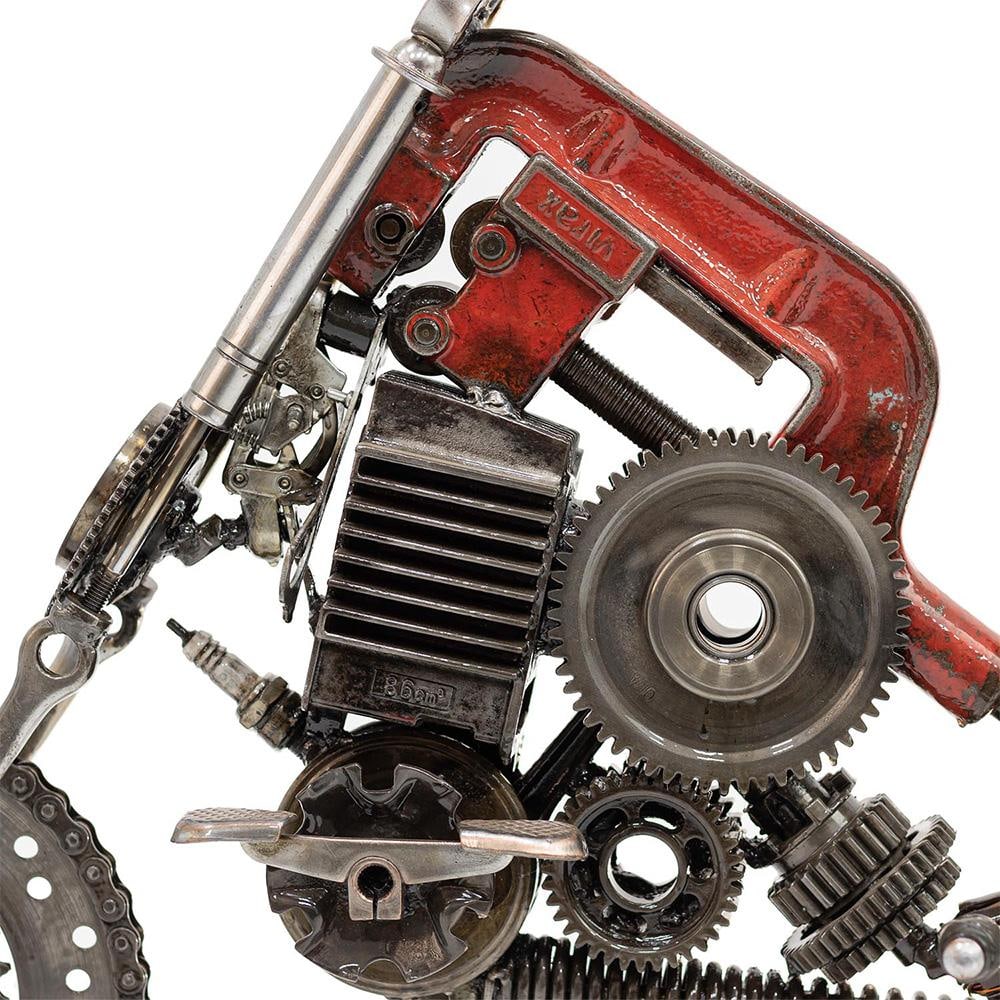 Contemporary Recycled Metal Motorcycle Sculpture, One of a Kind - 4