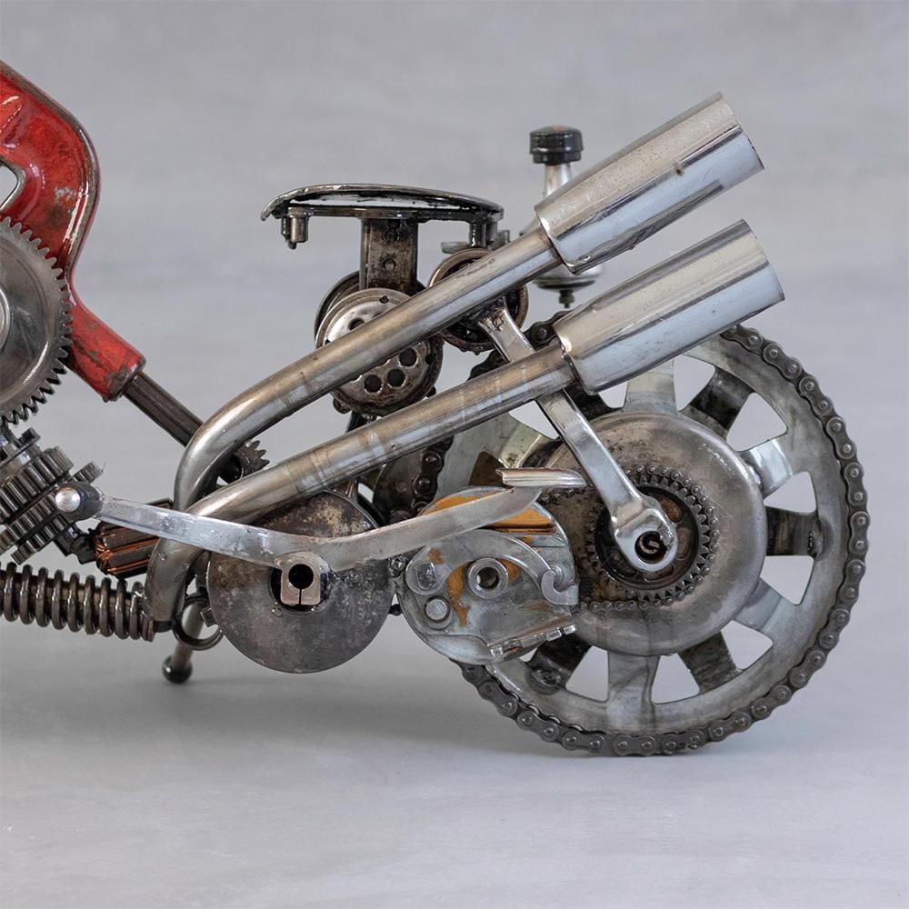 Contemporary Recycled Metal Motorcycle Sculpture, One of a Kind - 5