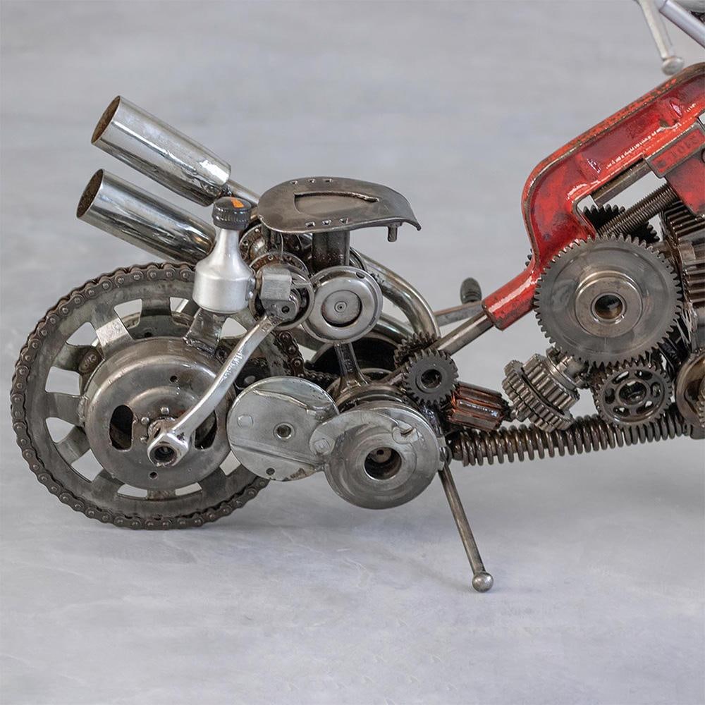 Contemporary Recycled Metal Motorcycle Sculpture, One of a Kind - 6