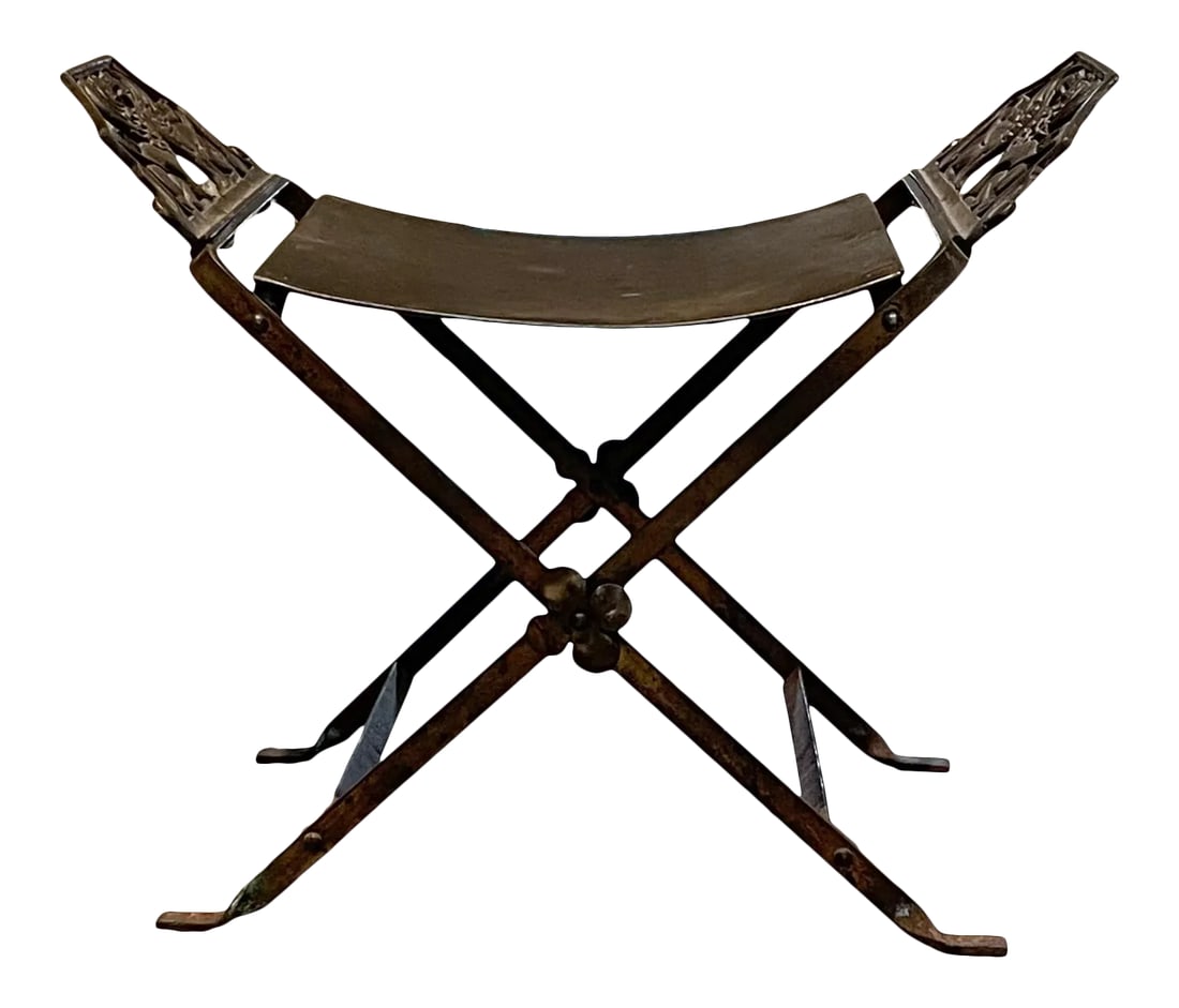 1920s Neoclassical Antique Cast Iron Vanity Bench Stool by Oscar Bach (1 of 10)