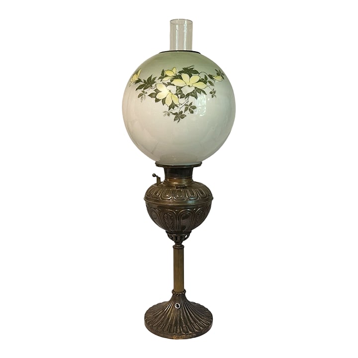 Antique Late 19th Century Bradley Hubbard Hand Painted Opaline Converted Oil Lamp (1 of 10)