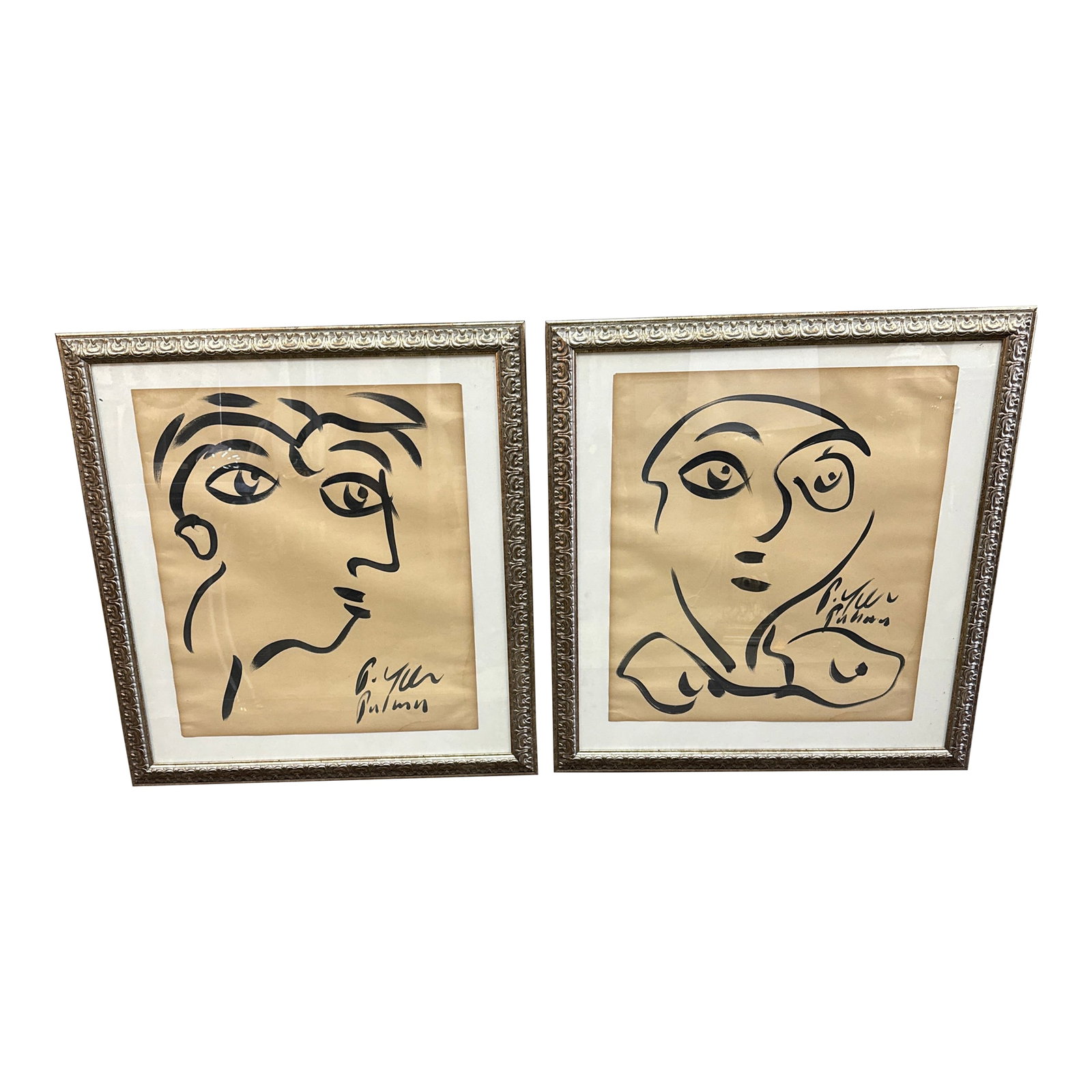 Early Peter Keil Pair of Cubist Paintings: Fantastic pair of early paintings by Peter Keil. Each depicts a cubist abstract portrait in black. Signed P Keil Palma. Coa on back guaranteed authentic direct from artist. Condition: Alterations: