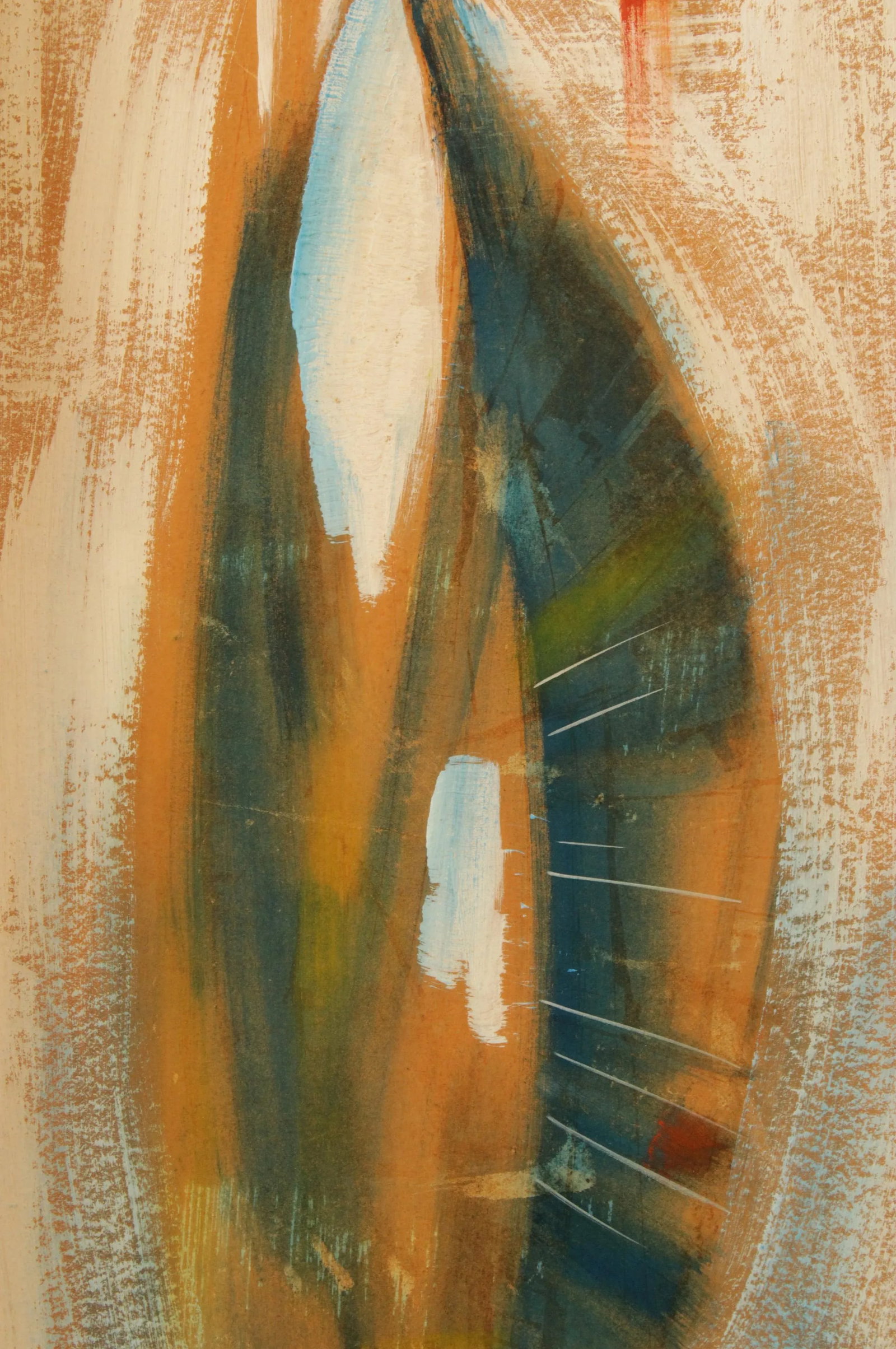 Mid Century Abstract Original Painting, Framed - 4