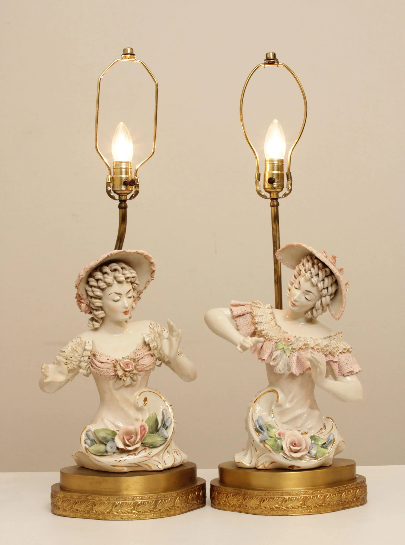 Vintage Porcelain Figurine Table Lamps - A Pair - 3