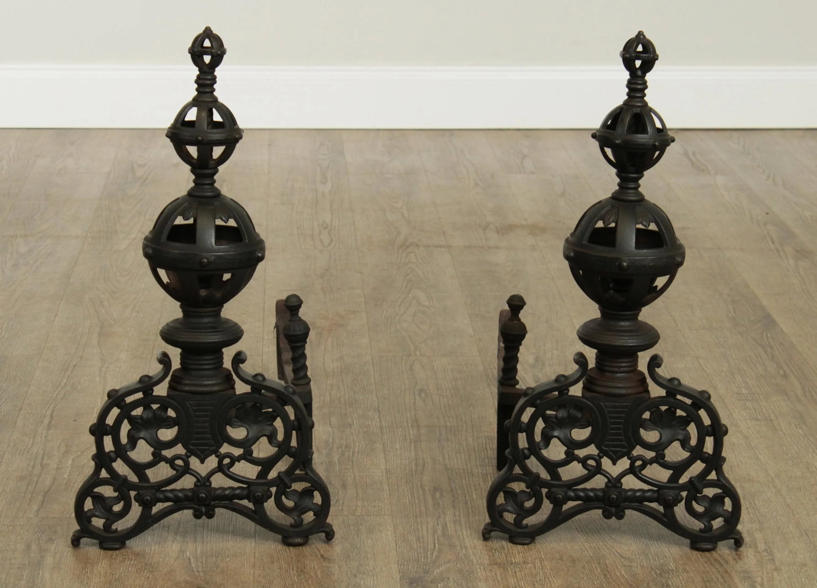 Bradley & Hubbard Antique Cast Iron Andirons # 9518 - A Pair - 3