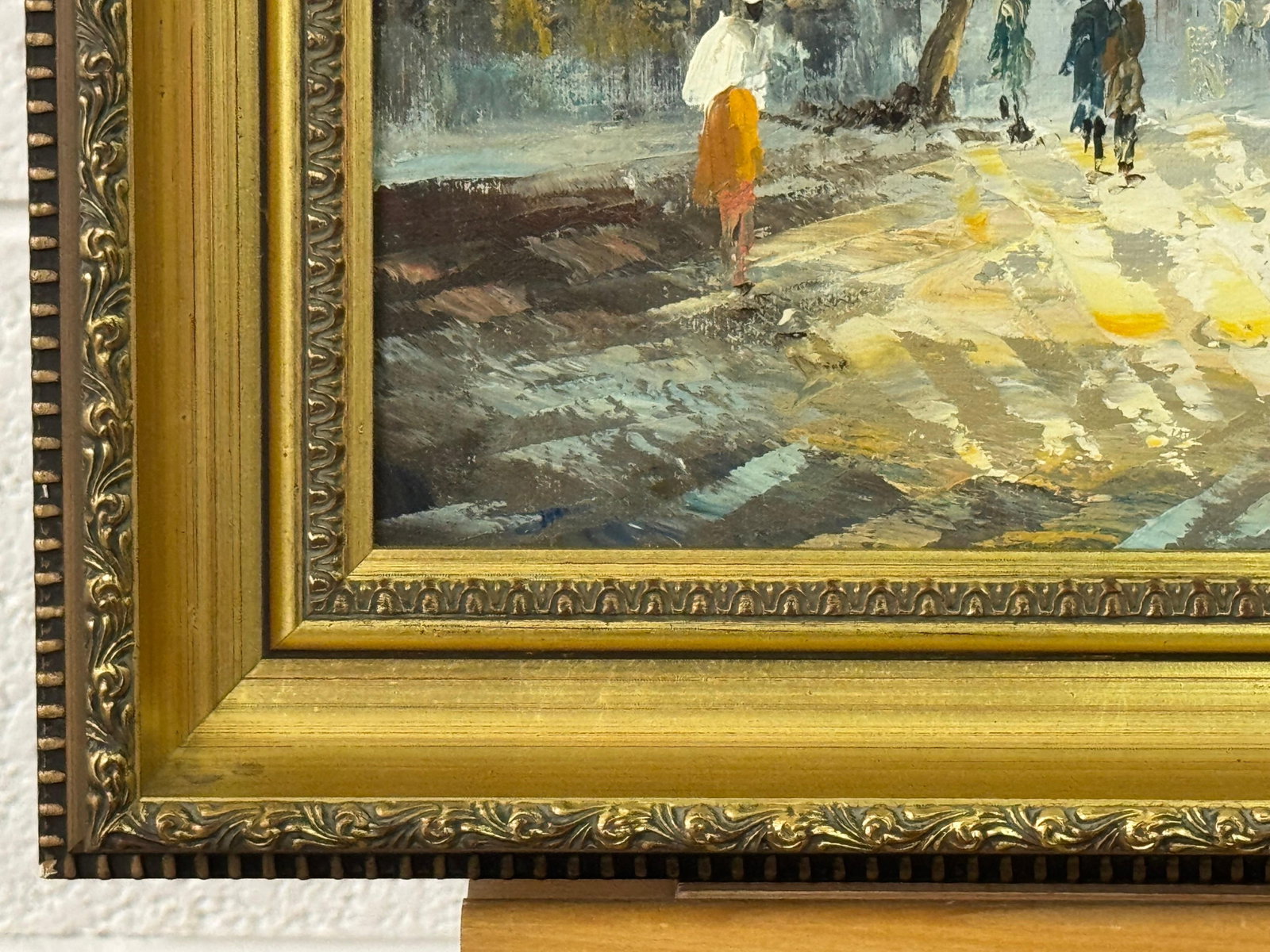 Parisian Street Scene with Figures by British Artist 1980 Circa - 12