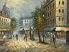 Parisian Street Scene with Figures by British Artist 1980 Circa - 2