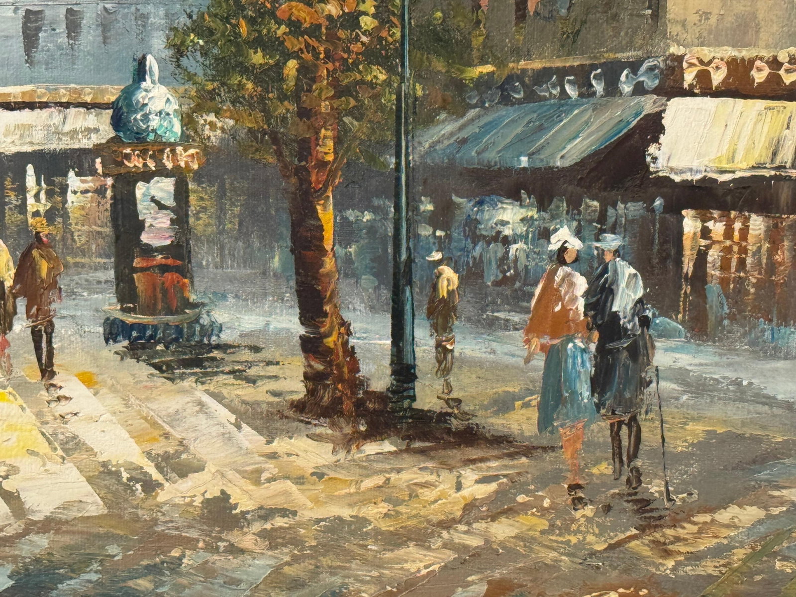 Parisian Street Scene with Figures by British Artist 1980 Circa - 3