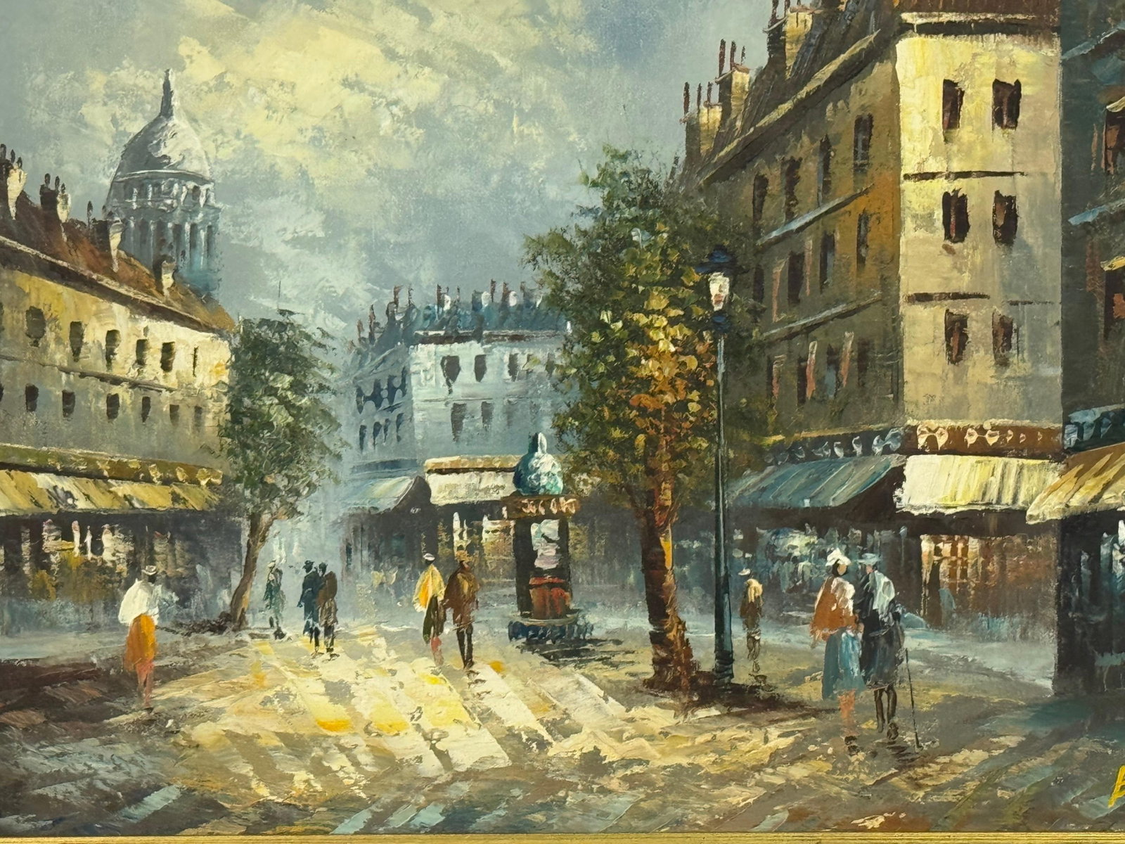 Parisian Street Scene with Figures by British Artist 1980 Circa - 6