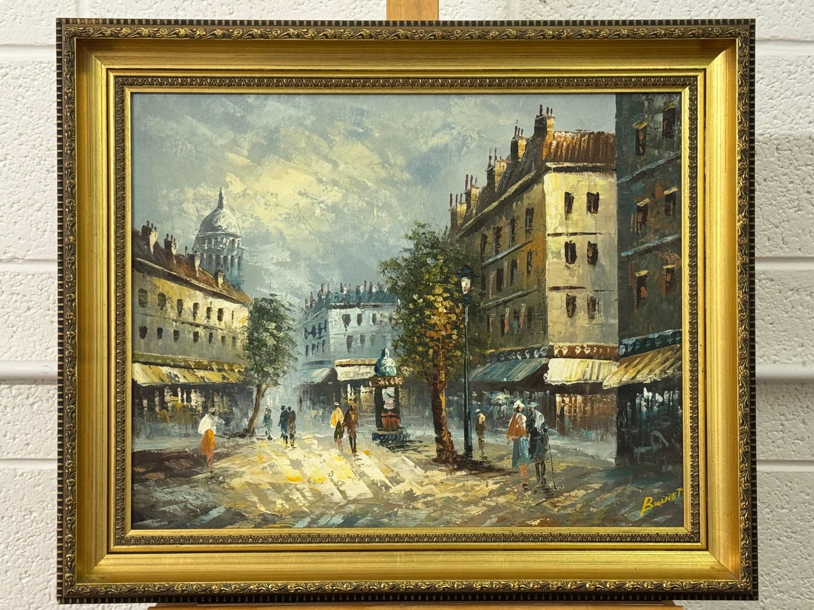 Parisian Street Scene with Figures by British Artist 1980 Circa - 7
