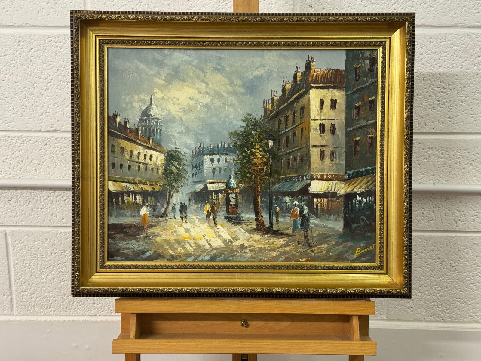 Parisian Street Scene with Figures by British Artist 1980 Circa - 8