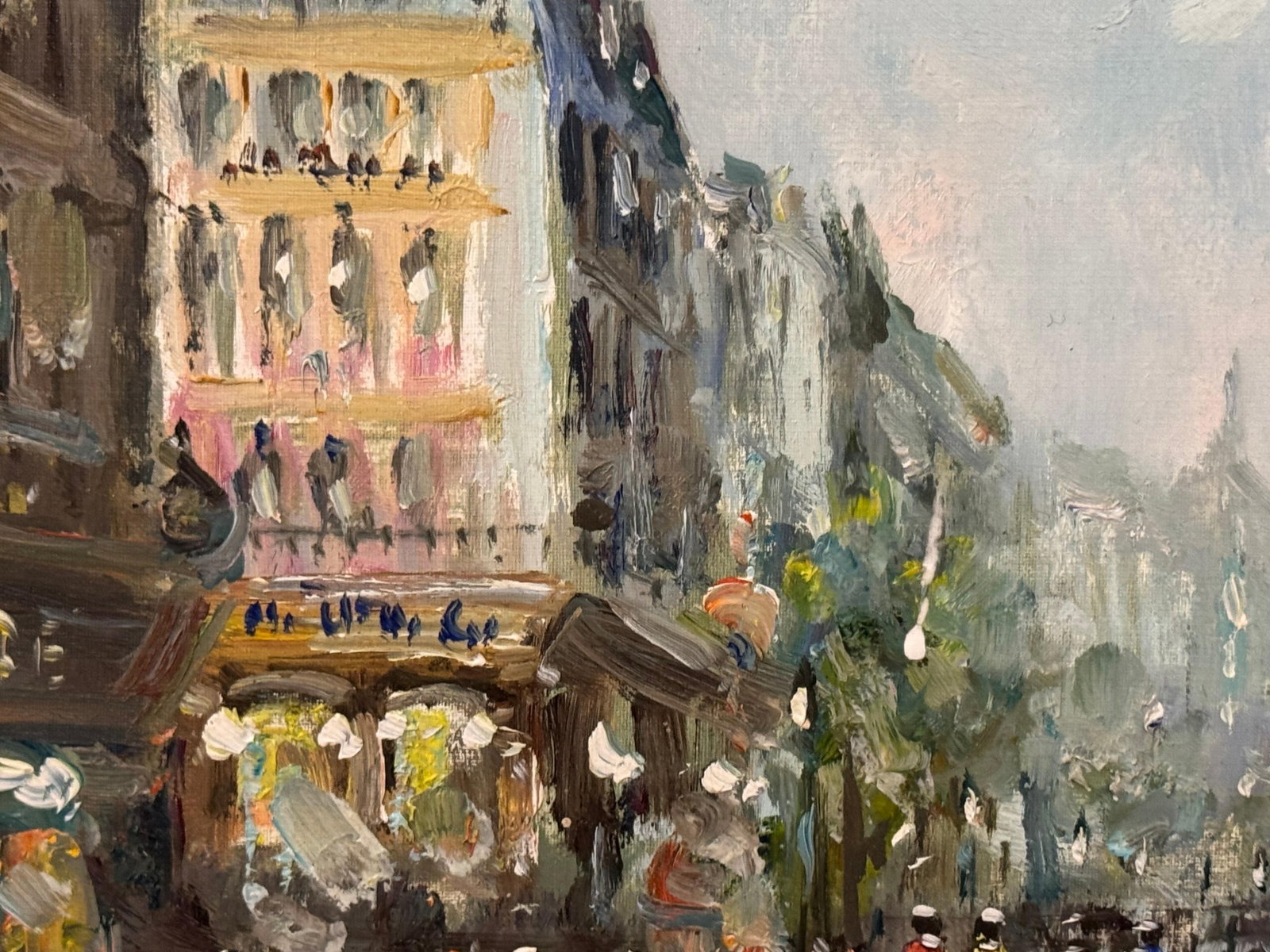Paris Street Scene with Figures Parisian Street 20th Century Post-Impressionism 1975 Circa - 14
