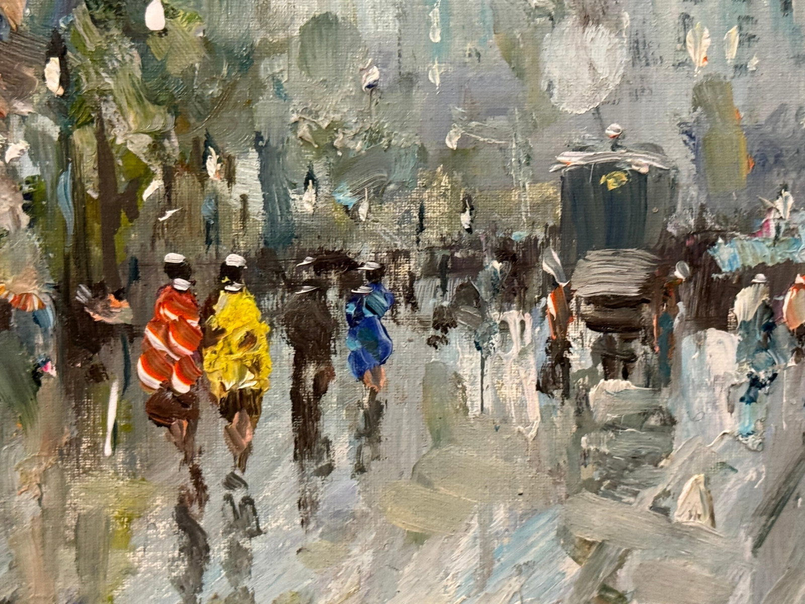 Paris Street Scene with Figures Parisian Street 20th Century Post-Impressionism 1975 Circa - 18
