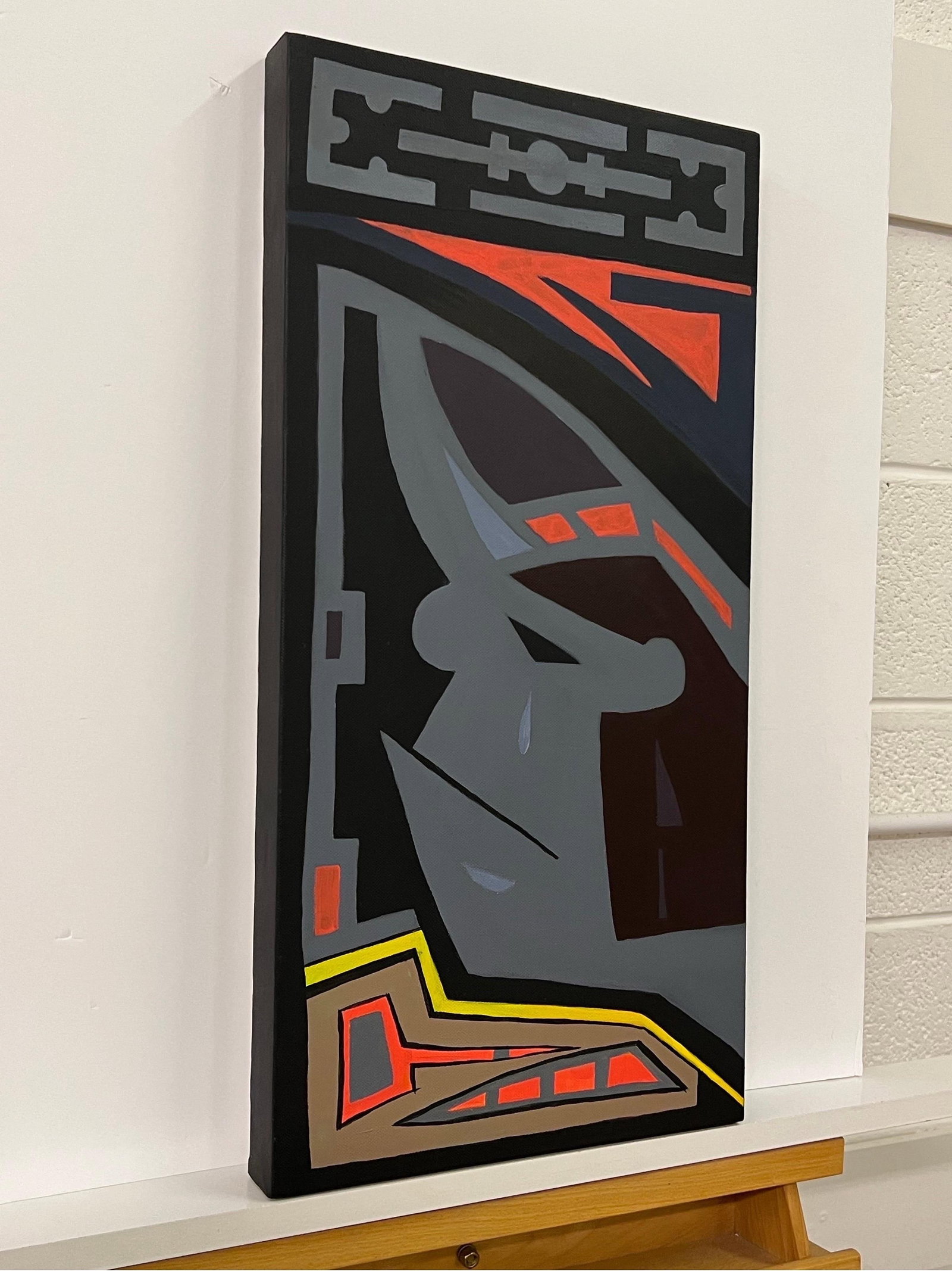 Crying Aztec' Tribal Cartoon Painting on Canvas by Contemporary British Artist 2005 - 4