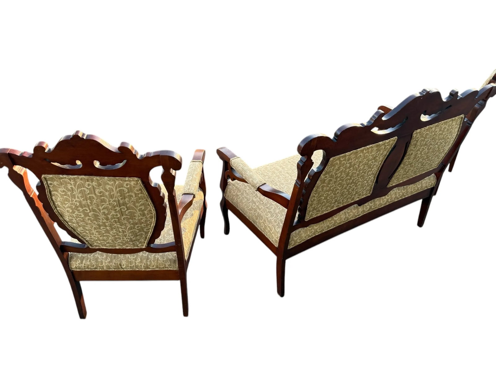 Late 19th Century Victorian Parlor Furniture - Loveseat and 2 Chairs - Set of 3 - 4