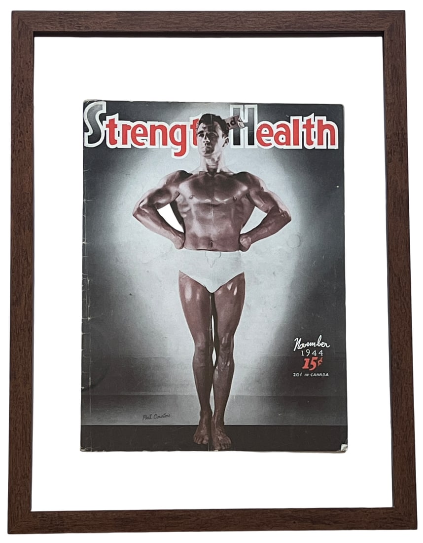 Framed 1940s "Strength & Health" Magazine Covers – Art Deco Bodybuilding Beefcake Photography - 2