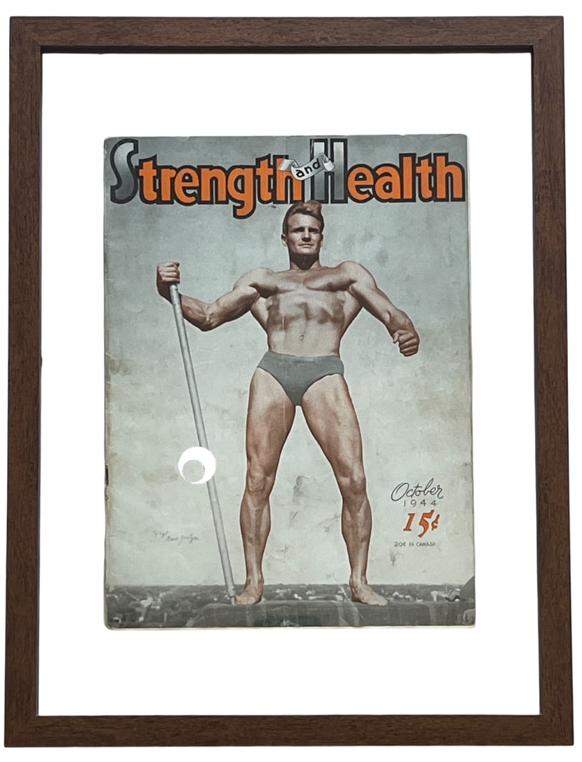Framed 1940s "Strength & Health" Magazine Covers – Art Deco Bodybuilding Beefcake Photography - 3