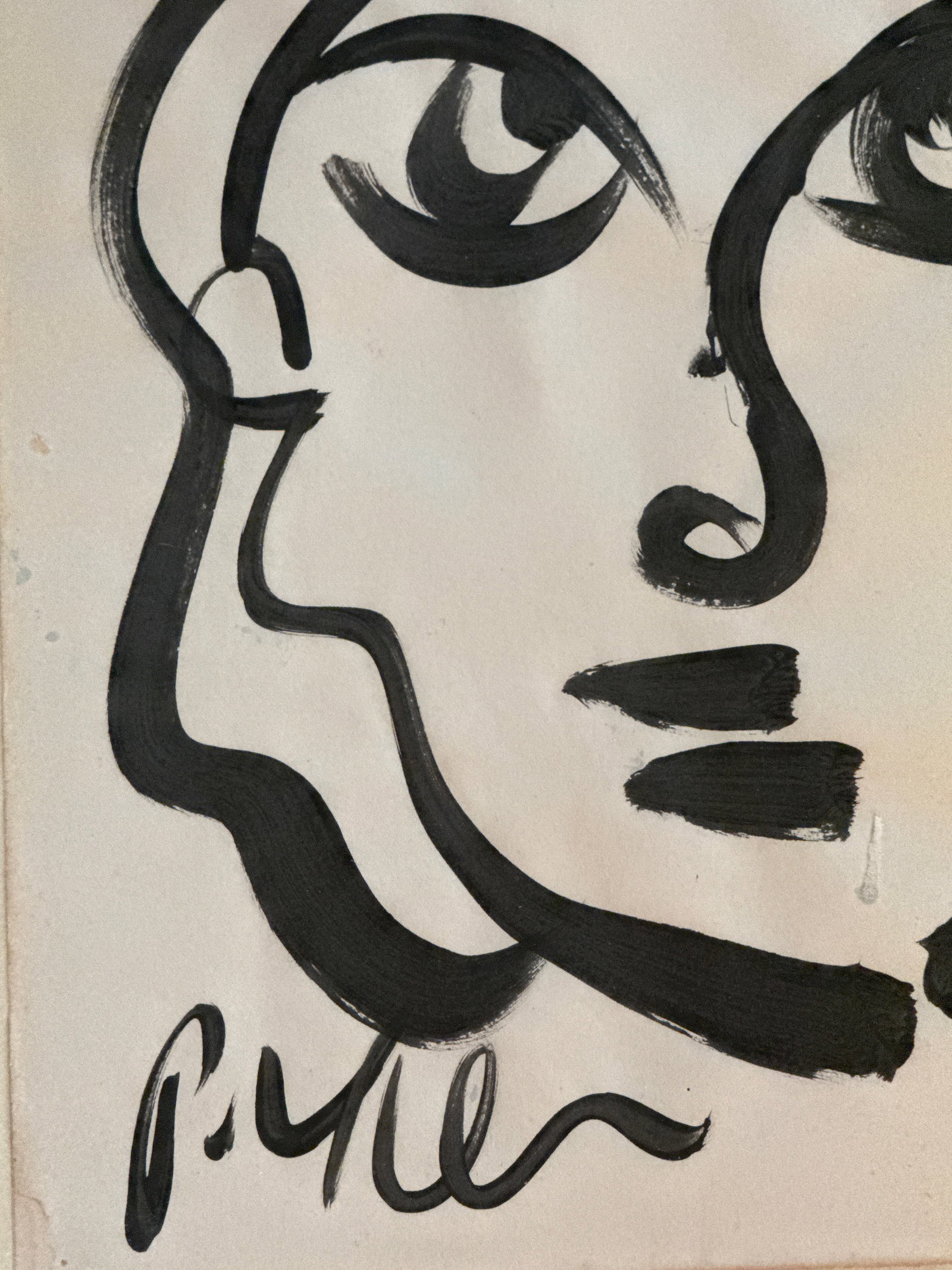 1960s Peter Keil Black and White Portrait Paintings - Set of 2 - 6