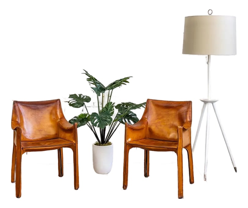 1970s Pair of Cab 413 Armchairs in Cognac Leather by Mario Bellini for Cassina (1 of 17)