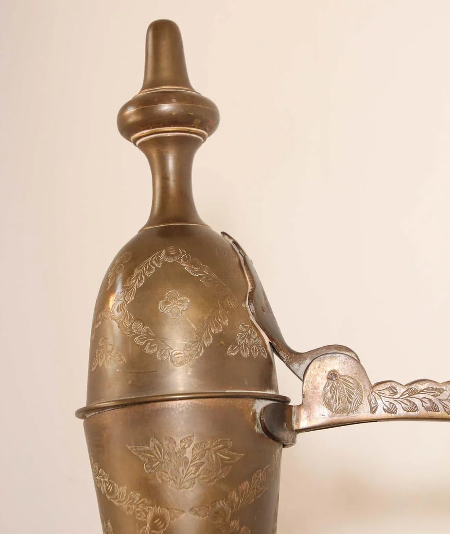Oversized Tall Moorish Mughal Indian Brass Ewer - 10