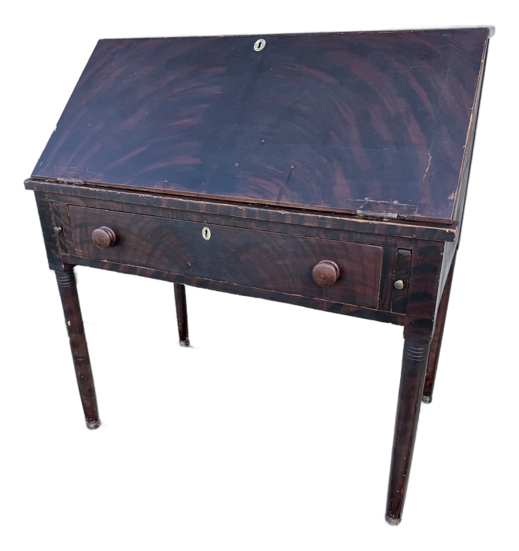 Antique Lancaster County Pennsylvania Sheraton Paint-Decorated Slant-Front Shopkeeper's Desk (1 of 15)