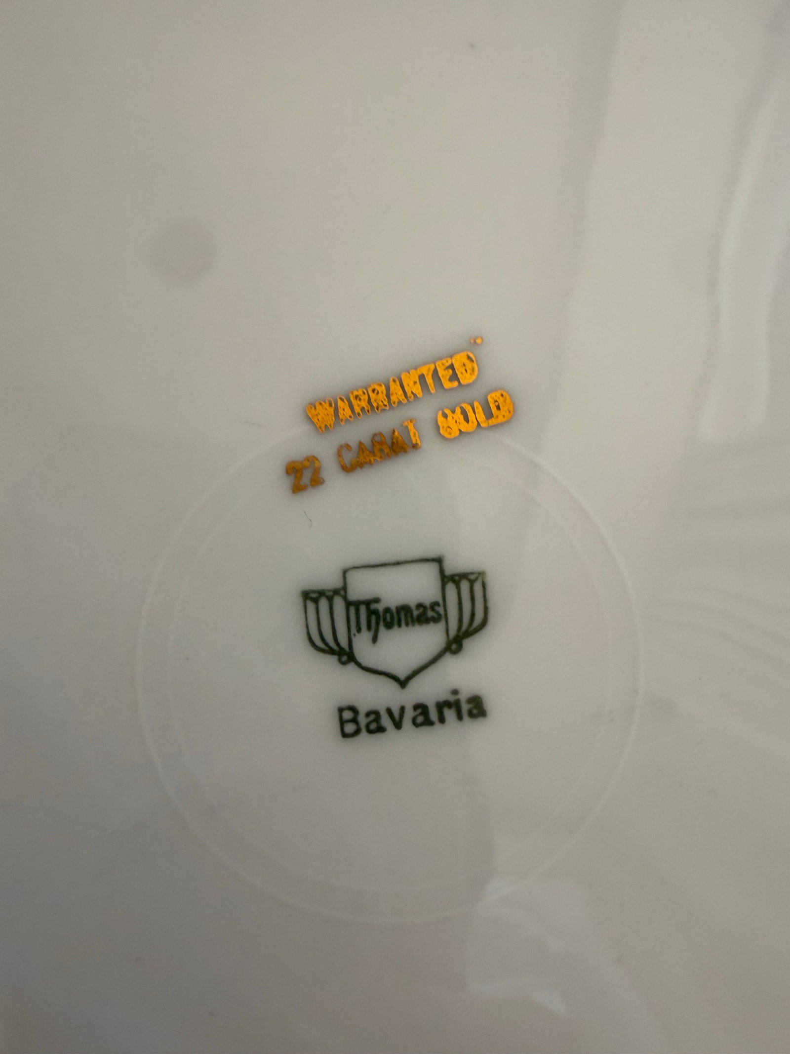 1910s Thomas Bavaria "Warranted 22 Carat Gold" Porcelain Service Plates, Set of 9, Germany, Earl - 6