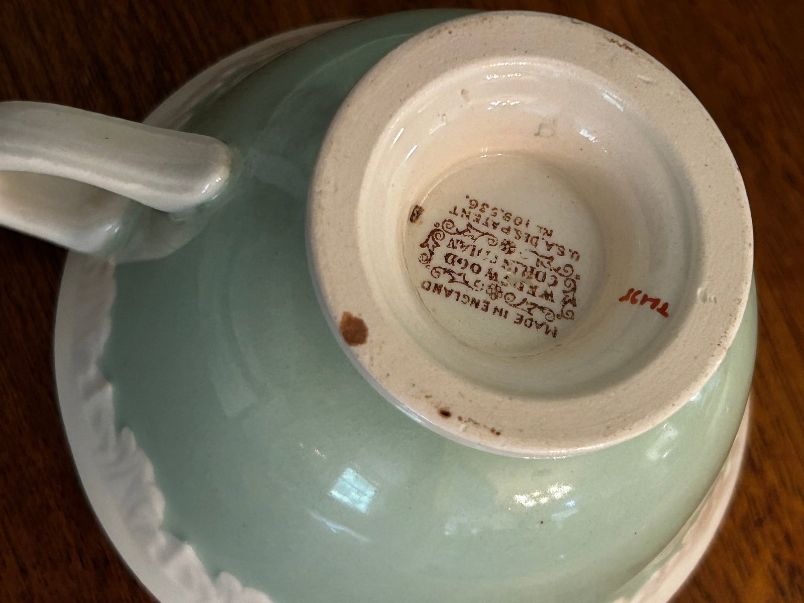 1930's Wedgewood China Corinthian Hampton Court With Celadon Mint Green Rim - A Set of 60 Pieces - 16