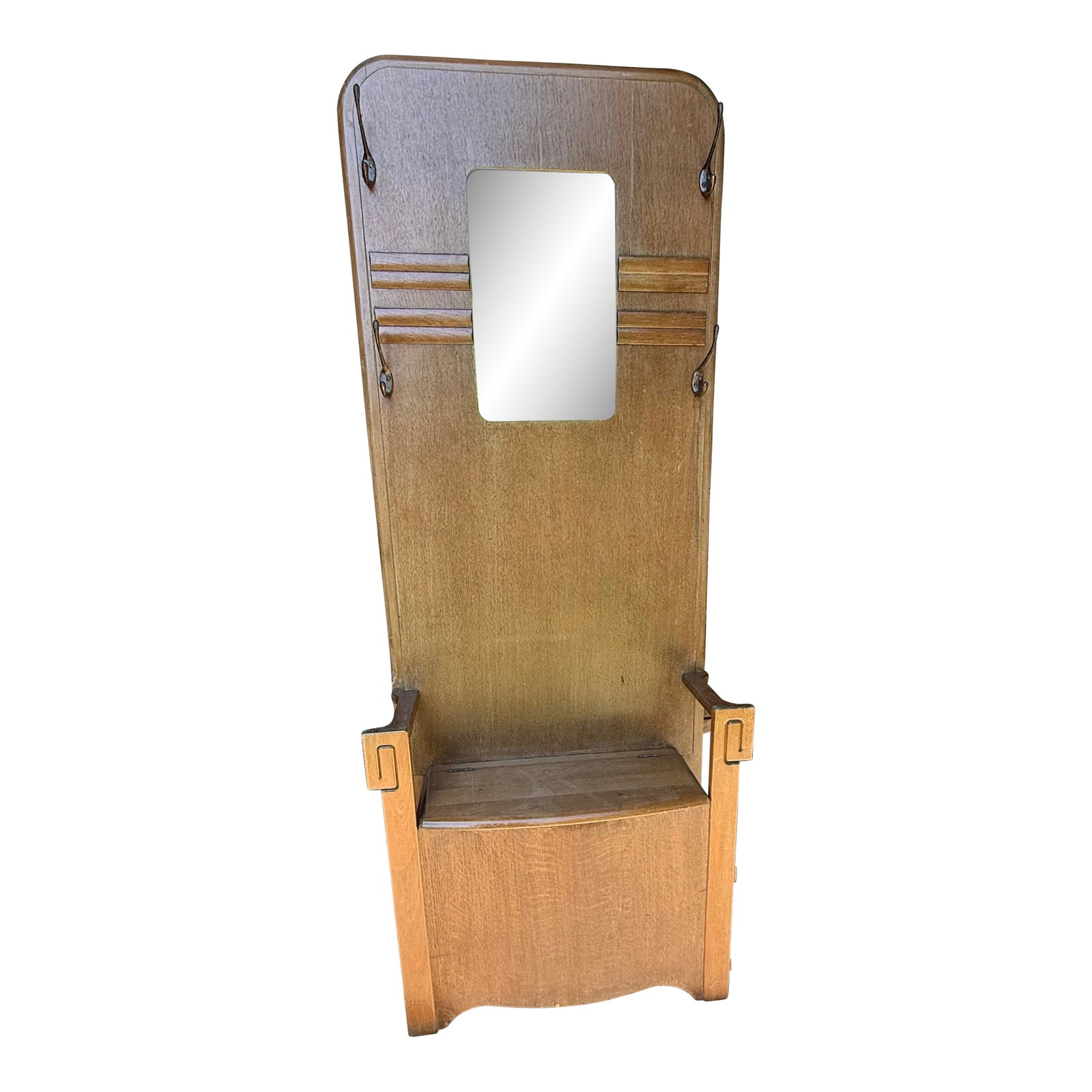 1930s Arts & Crafts Hall British Tree With Mirror and Storage Bench by Harris Lebus (1 of 13)