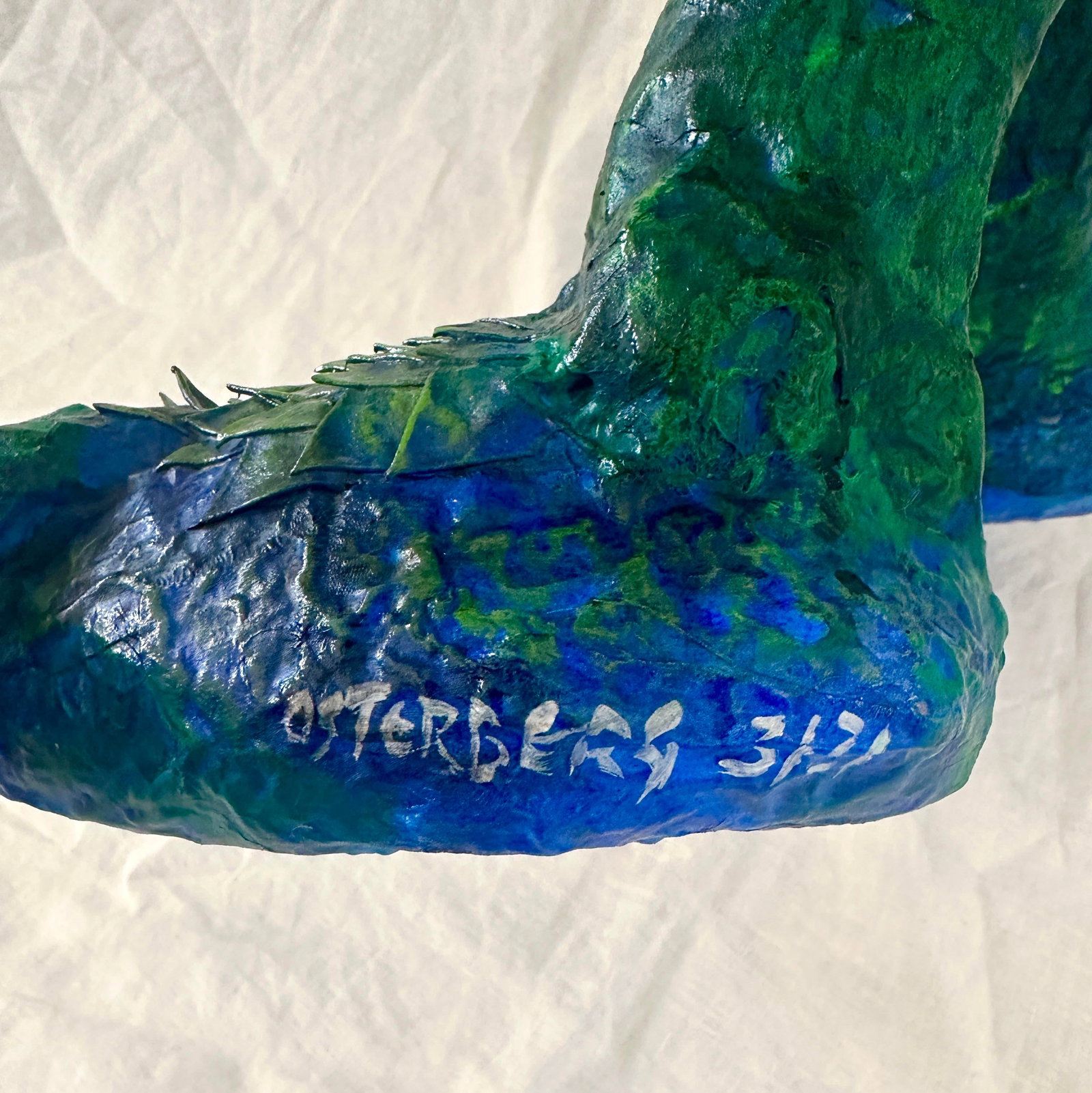 Whimsical Paper Mache' Dragon Sculpture by Artist James C. Osterberg - 11