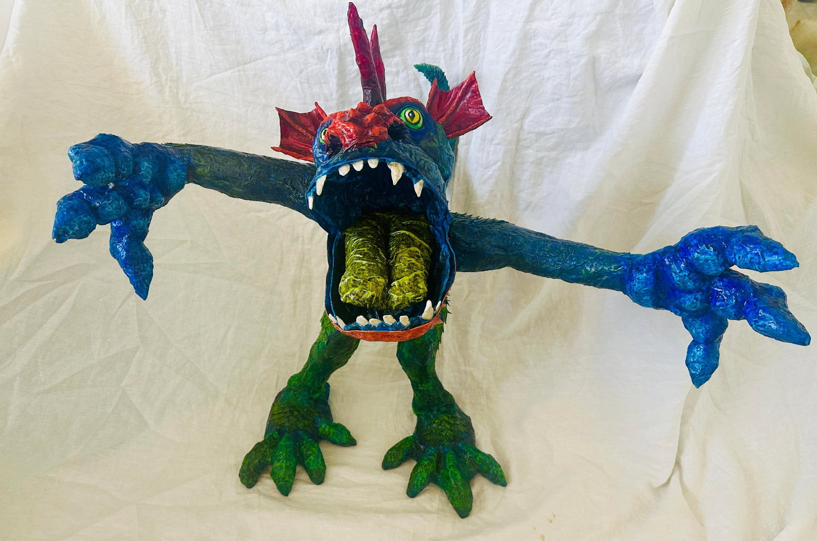 Whimsical Paper Mache' Dragon Sculpture by Artist James C. Osterberg - 2