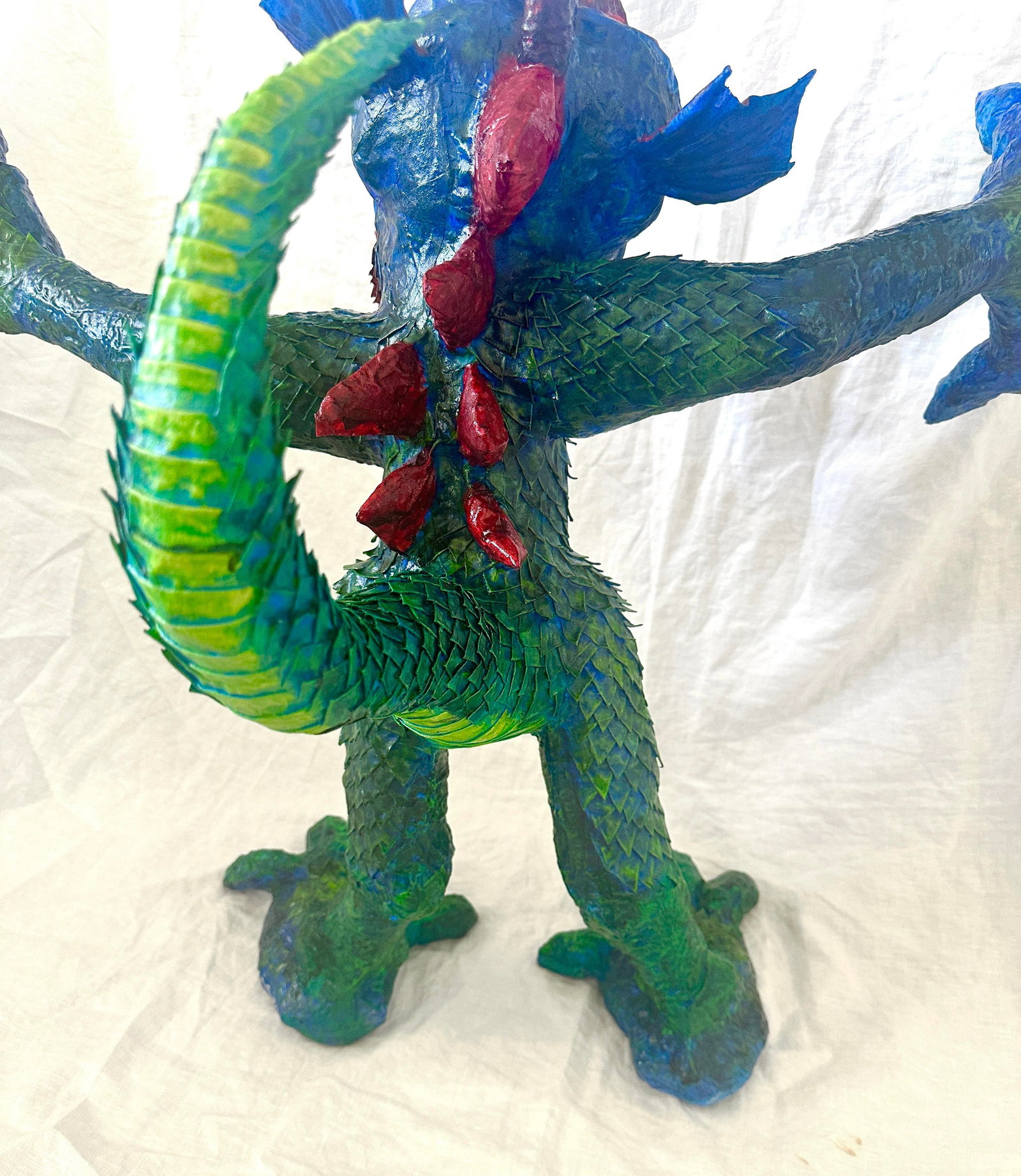 Whimsical Paper Mache' Dragon Sculpture by Artist James C. Osterberg - 3