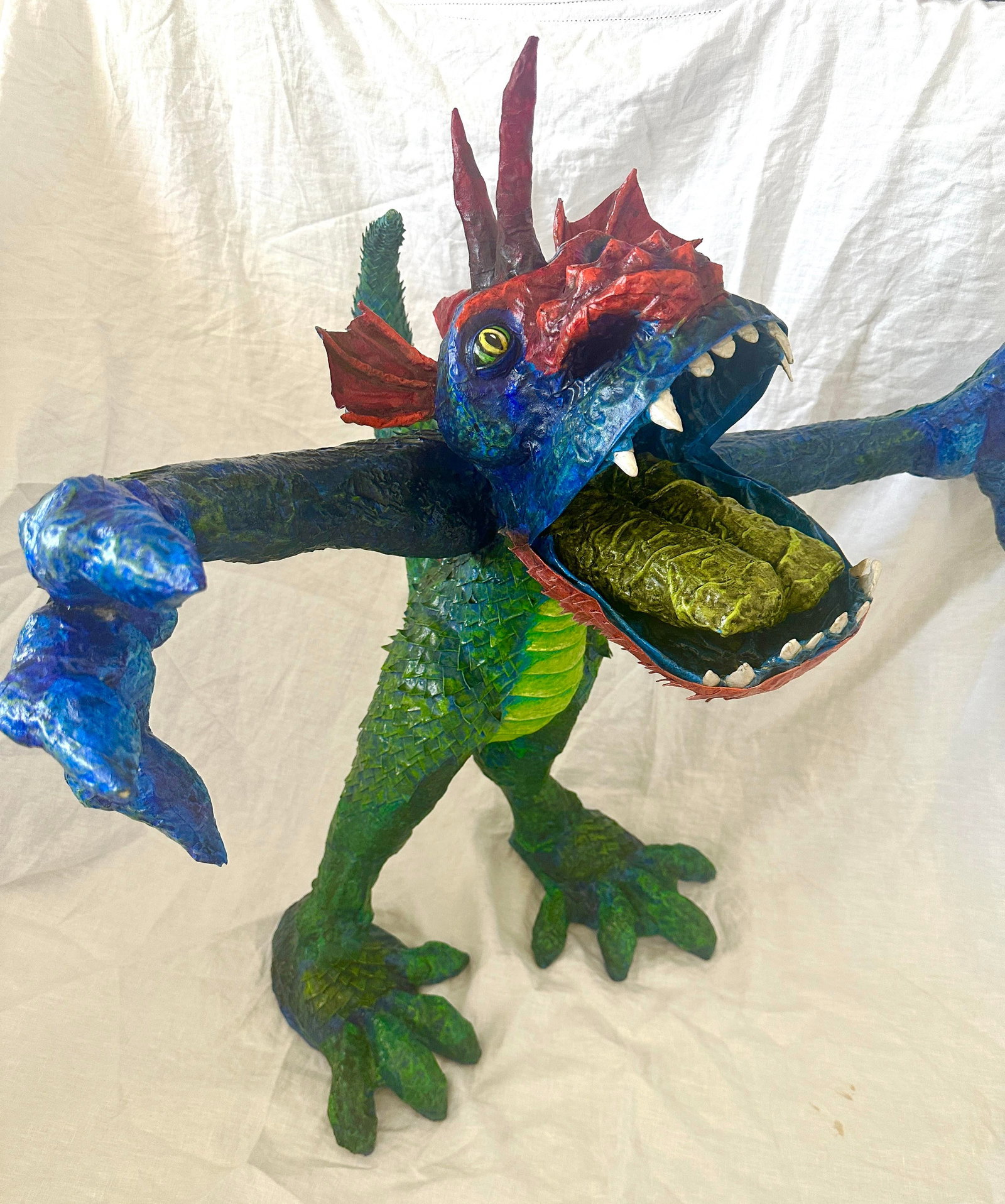 Whimsical Paper Mache' Dragon Sculpture by Artist James C. Osterberg - 4