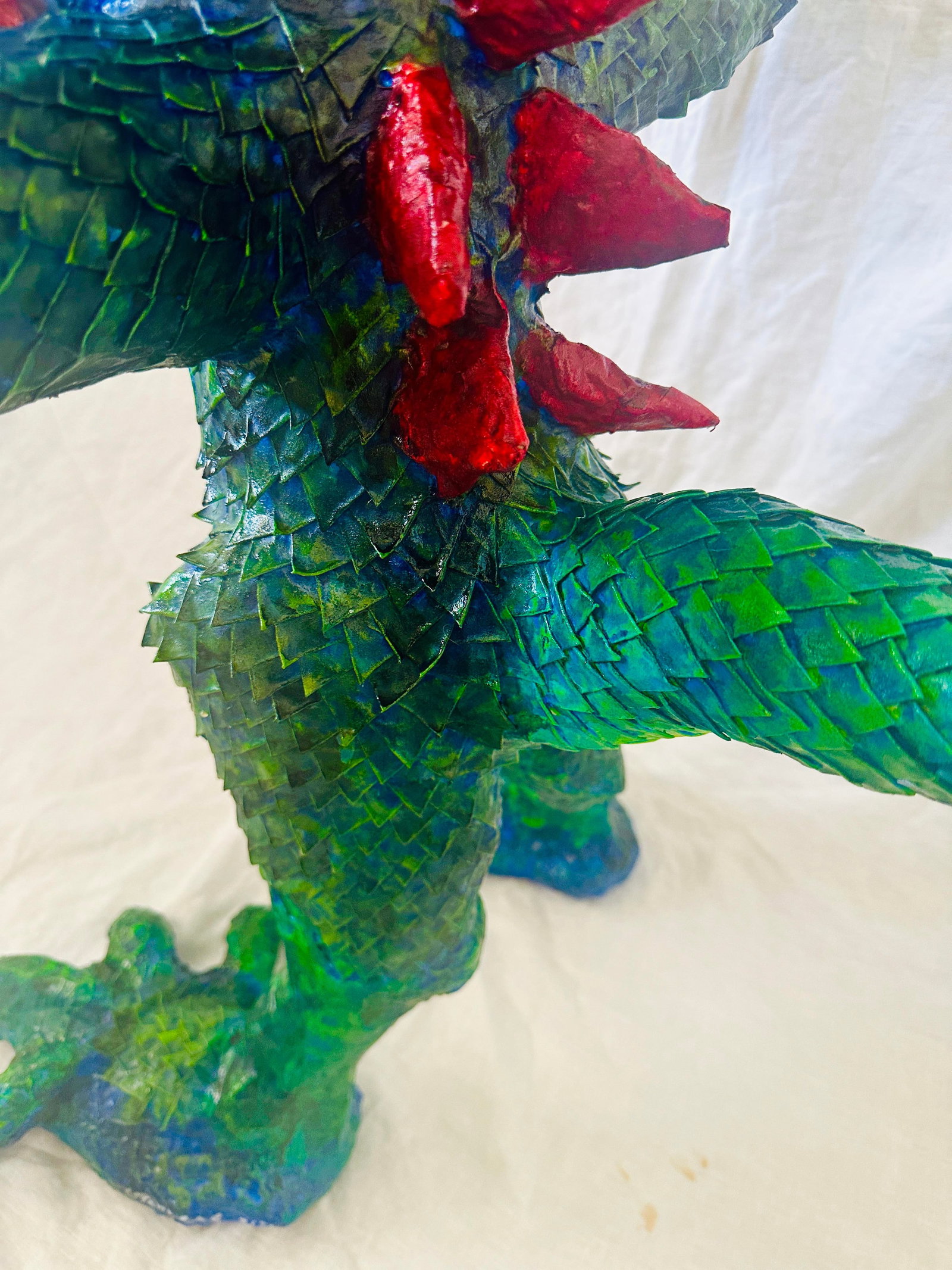 Whimsical Paper Mache' Dragon Sculpture by Artist James C. Osterberg - 5