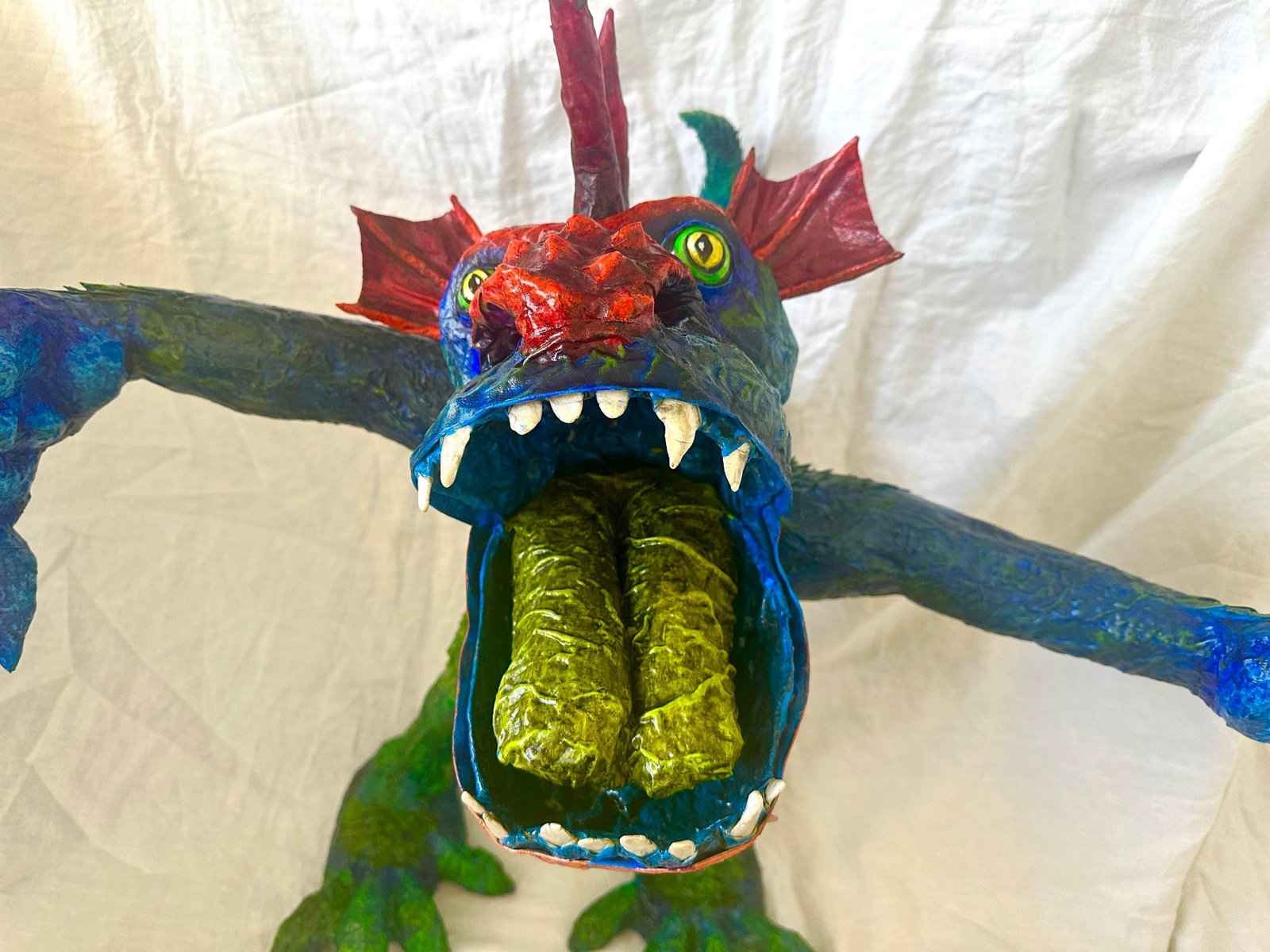 Whimsical Paper Mache' Dragon Sculpture by Artist James C. Osterberg - 6
