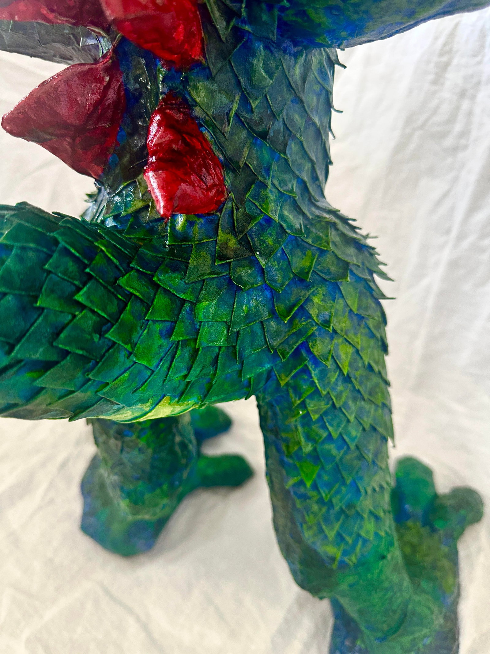 Whimsical Paper Mache' Dragon Sculpture by Artist James C. Osterberg - 8