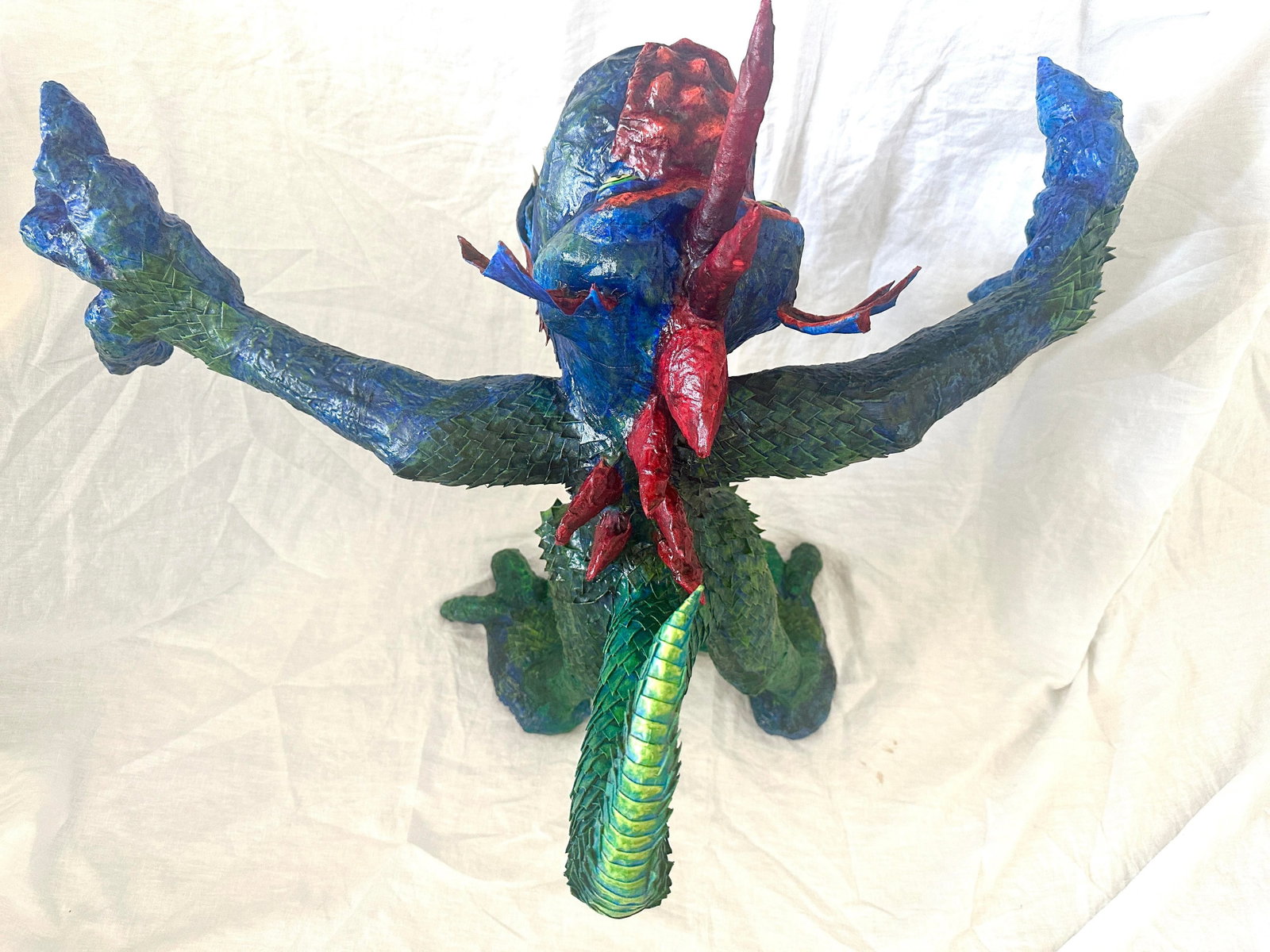 Whimsical Paper Mache' Dragon Sculpture by Artist James C. Osterberg - 9