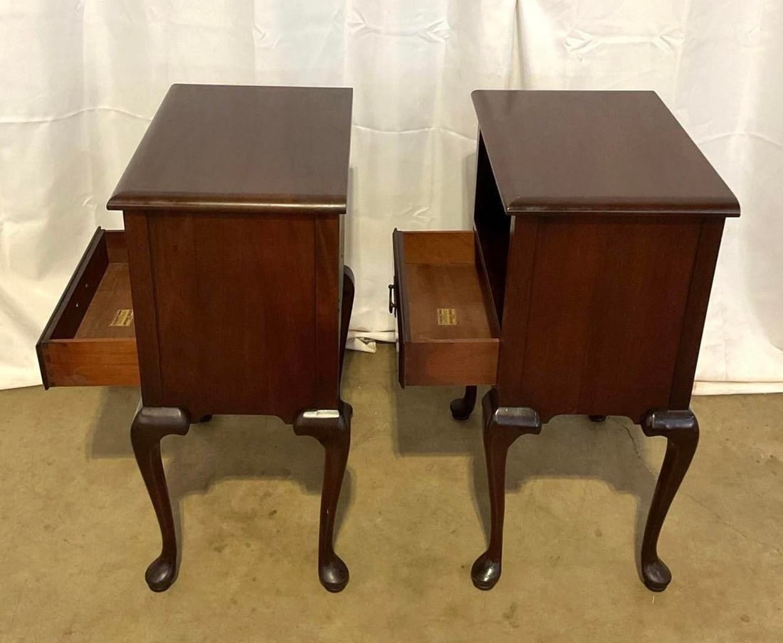 Pair of 1940's Solid Mahogany Queen Anne Night Stands - 6