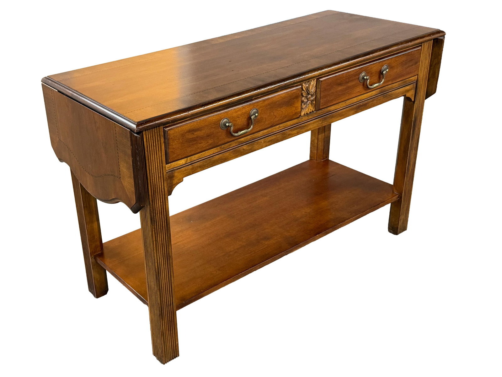 Vintage Hekman Furniture Matching Set: Fluted Console/Sofa Table + Lift-Top Storage Coffee Table - 2