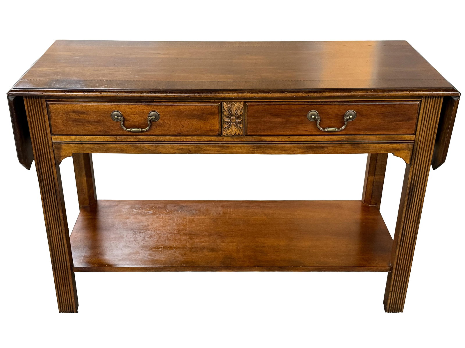 Vintage Hekman Furniture Matching Set: Fluted Console/Sofa Table + Lift-Top Storage Coffee Table - 3
