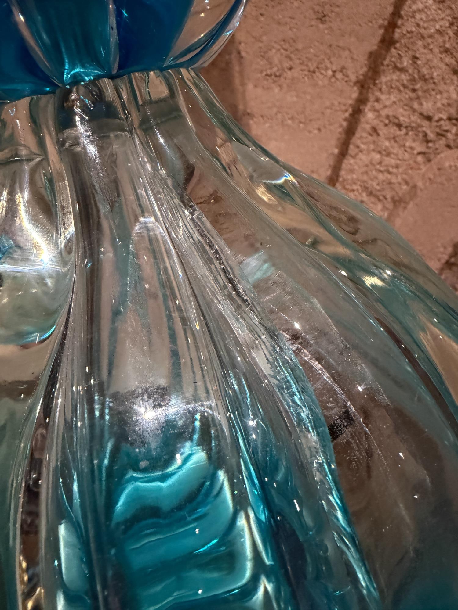Mid-Century Modern Blue Murano Glass Table Lamps Designed by Segues - 10