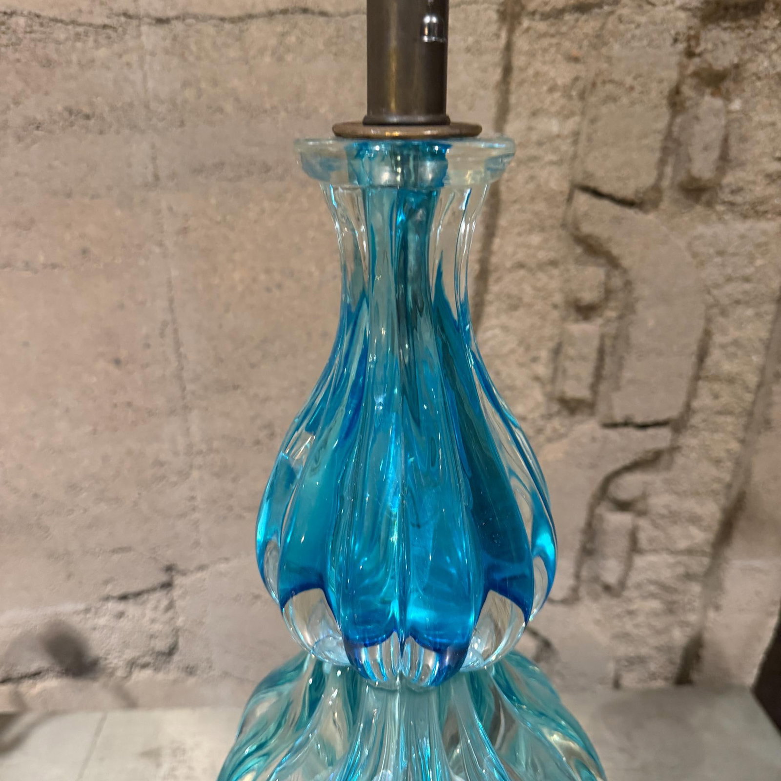 Mid-Century Modern Blue Murano Glass Table Lamps Designed by Segues - 3