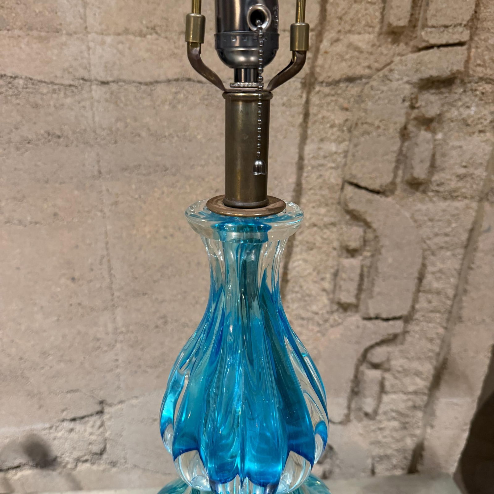 Mid-Century Modern Blue Murano Glass Table Lamps Designed by Segues - 5