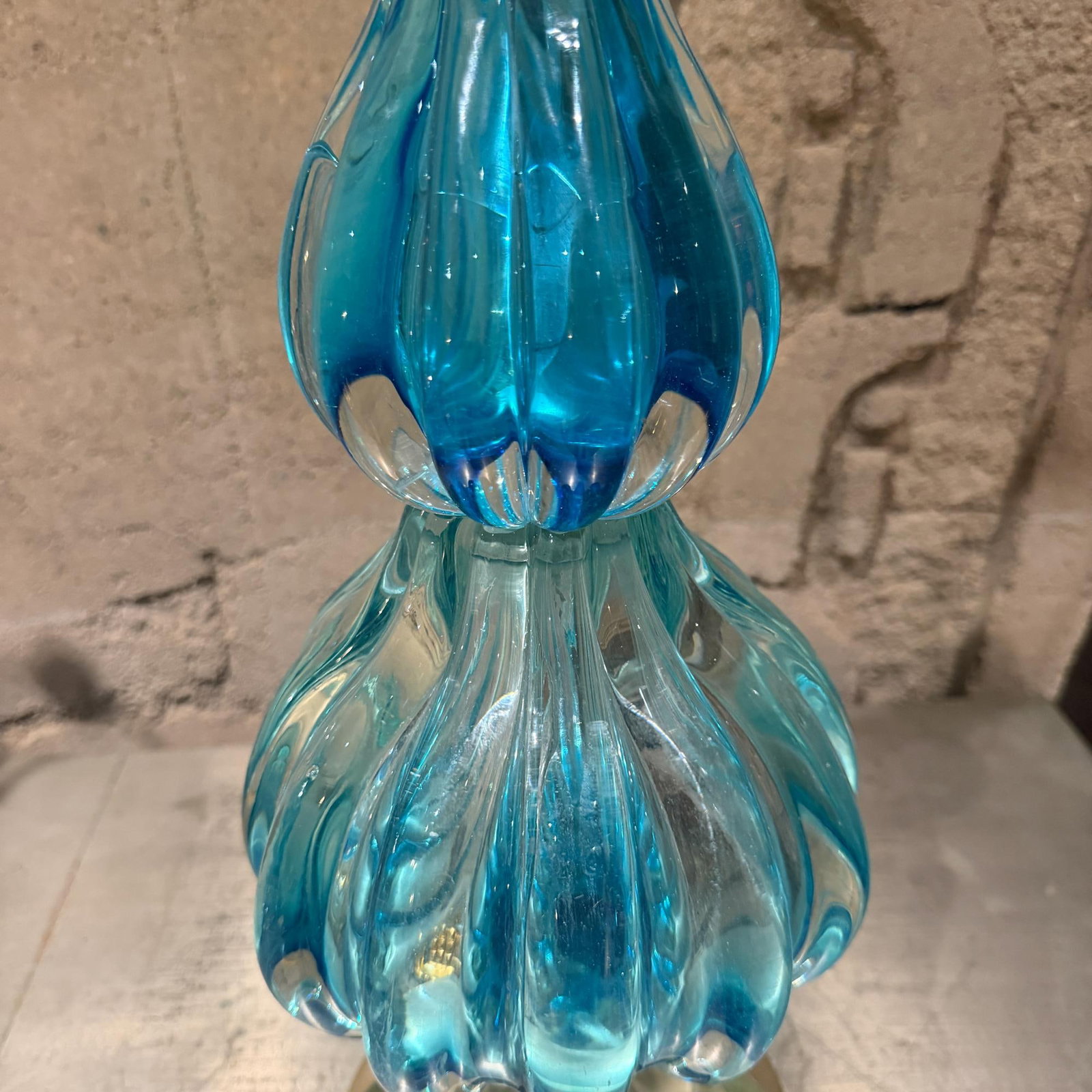 Mid-Century Modern Blue Murano Glass Table Lamps Designed by Segues - 6