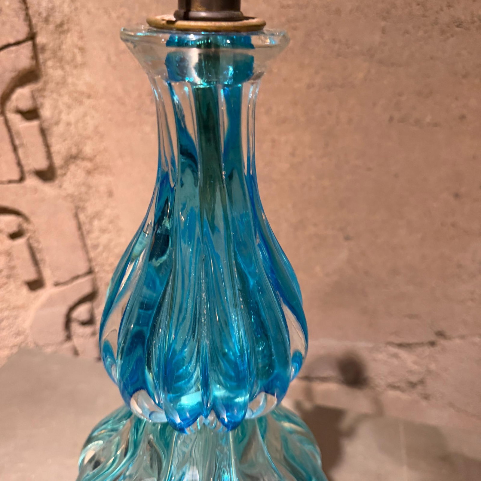 Mid-Century Modern Blue Murano Glass Table Lamps Designed by Segues - 8