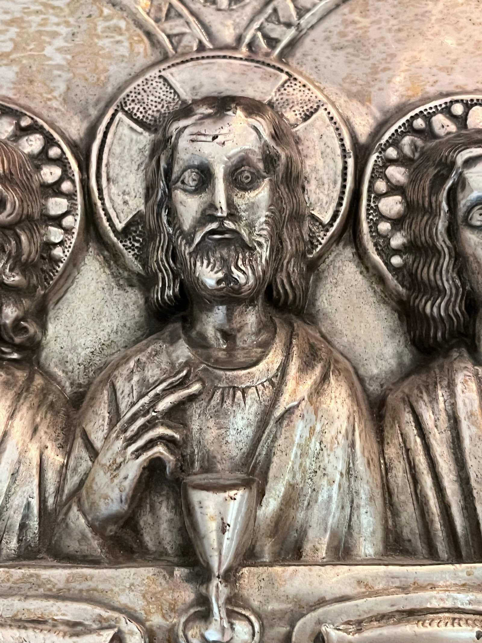 Signed J. Hidalgo Egido 1965 Spanish Last Supper Metal Relief Wall Plaque - 11