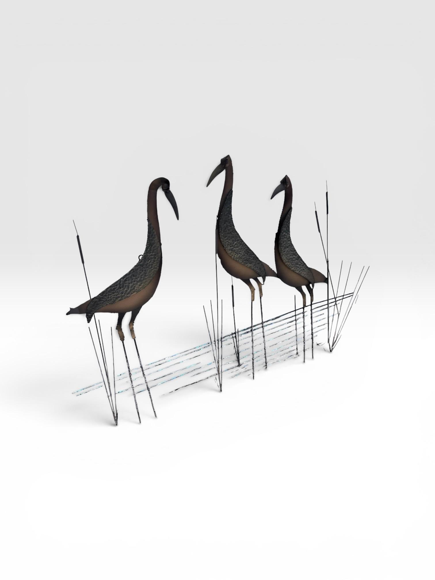 Signed Curtis Jeré 1995 Three Crane Marsh Sculpture by Artisan House - 3