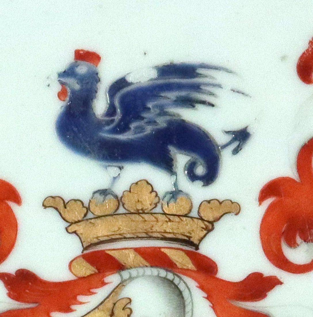 Chinese Export Porcelain Armorial Dish, Arms Hutchinson Impaling Calthrop - 3